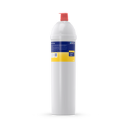 Front view of BRITA PURITY C500 MinUp filter cartridge with white housing, blue-yellow label and red cap