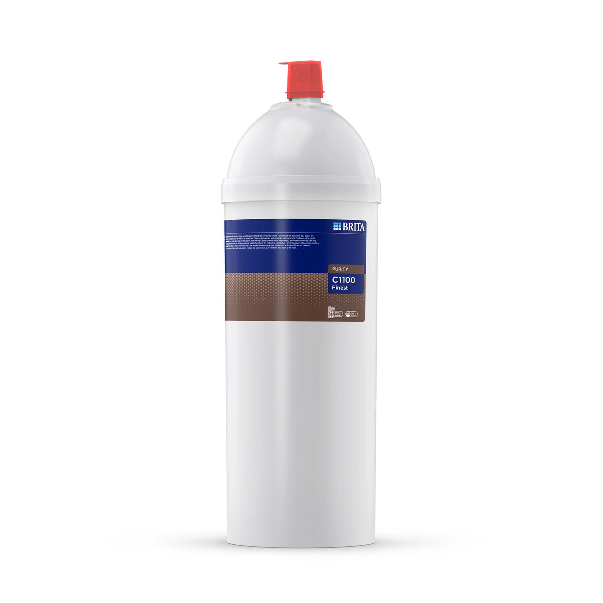 Filtro de agua BRITA PURITY C1100 Finest sobre fondo blanco