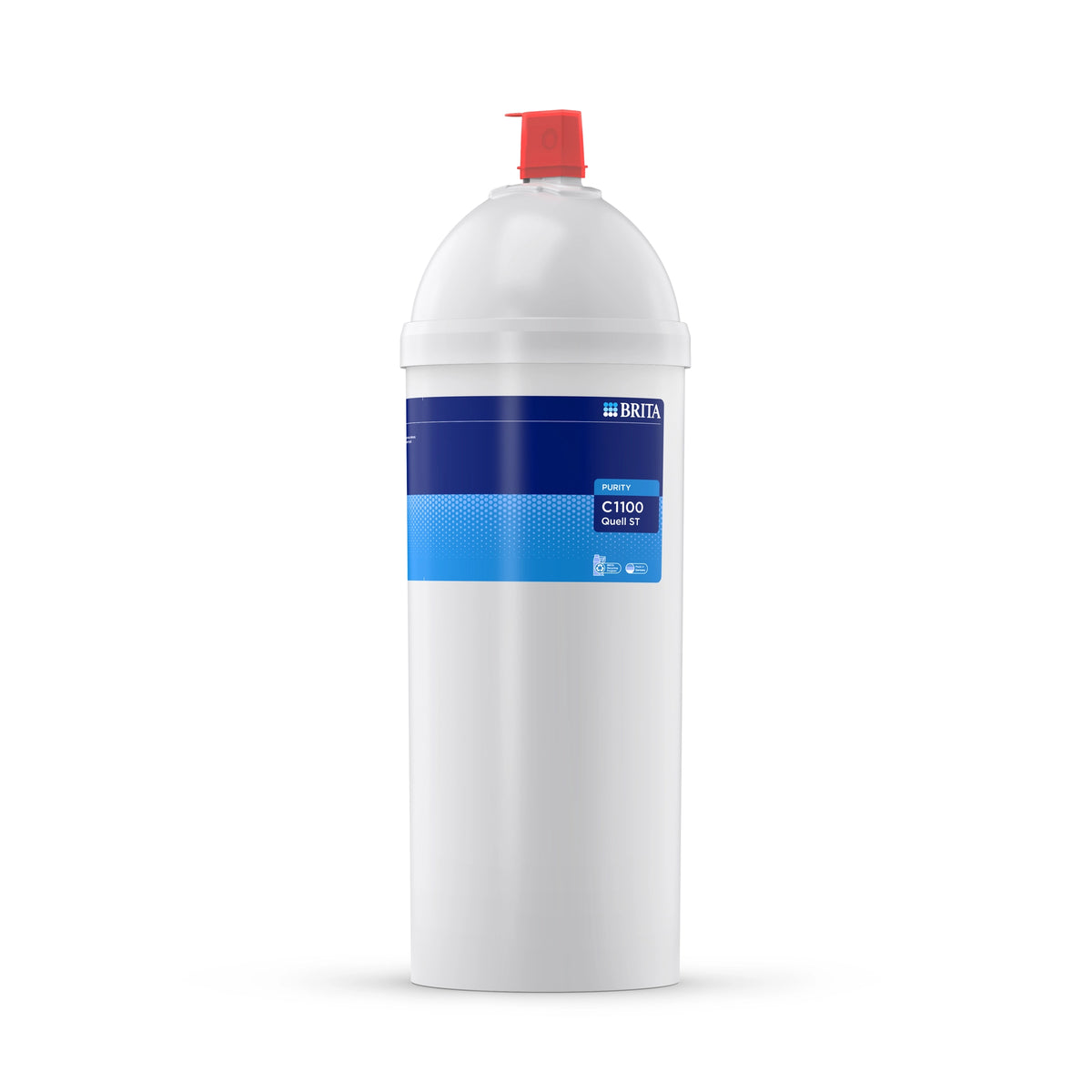 Filtro de agua BRITA PURITY C1100 Quell ST sobre fondo blanco