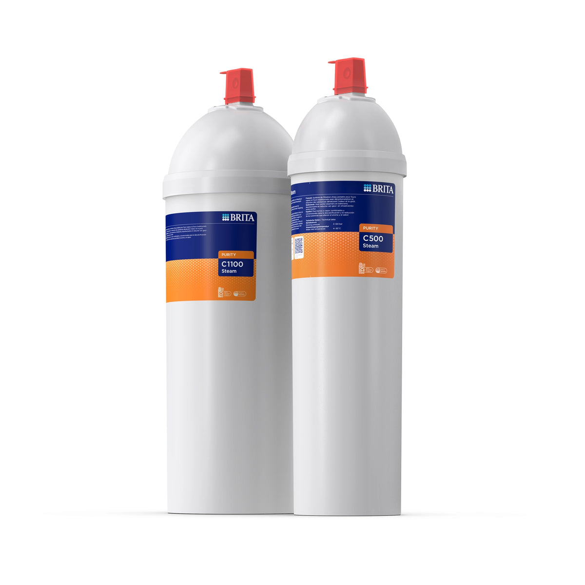 Juego de filtros de agua BRITA PURITY C Steam sobre fondo blanco